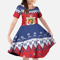 Liechtenstein Christmas Family Matching Off The Shoulder Long Sleeve Dress and Hawaiian Shirt Coat Of Arms Frohe Weihnachten - Wonder Print Shop