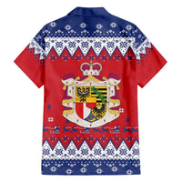 Liechtenstein Christmas Family Matching Off The Shoulder Long Sleeve Dress and Hawaiian Shirt Coat Of Arms Frohe Weihnachten - Wonder Print Shop