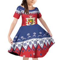 Liechtenstein Christmas Family Matching Off Shoulder Short Dress and Hawaiian Shirt Coat Of Arms Frohe Weihnachten - Wonder Print Shop