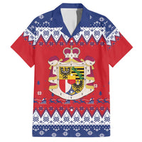 Liechtenstein Christmas Family Matching Puletasi and Hawaiian Shirt Coat Of Arms Frohe Weihnachten - Wonder Print Shop