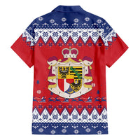 Liechtenstein Christmas Family Matching Short Sleeve Bodycon Dress and Hawaiian Shirt Coat Of Arms Frohe Weihnachten - Wonder Print Shop