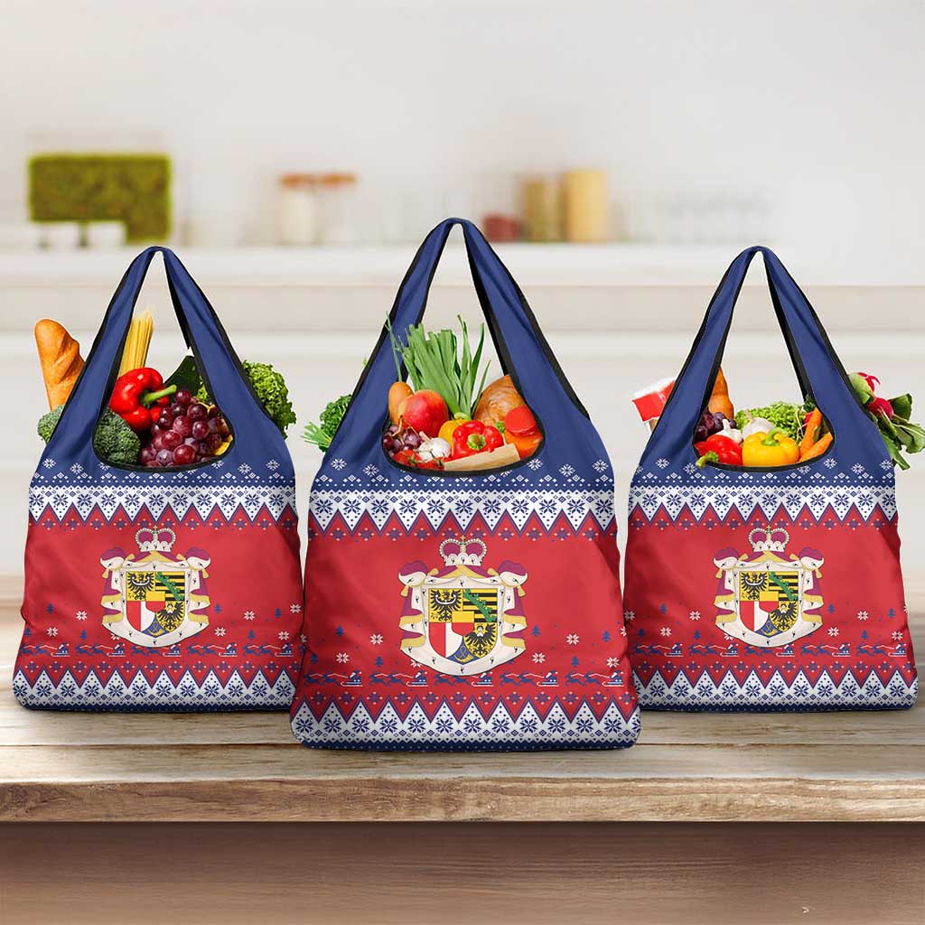 Liechtenstein Christmas Grocery Bag Coat Of Arms Frohe Weihnachten - Wonder Print Shop