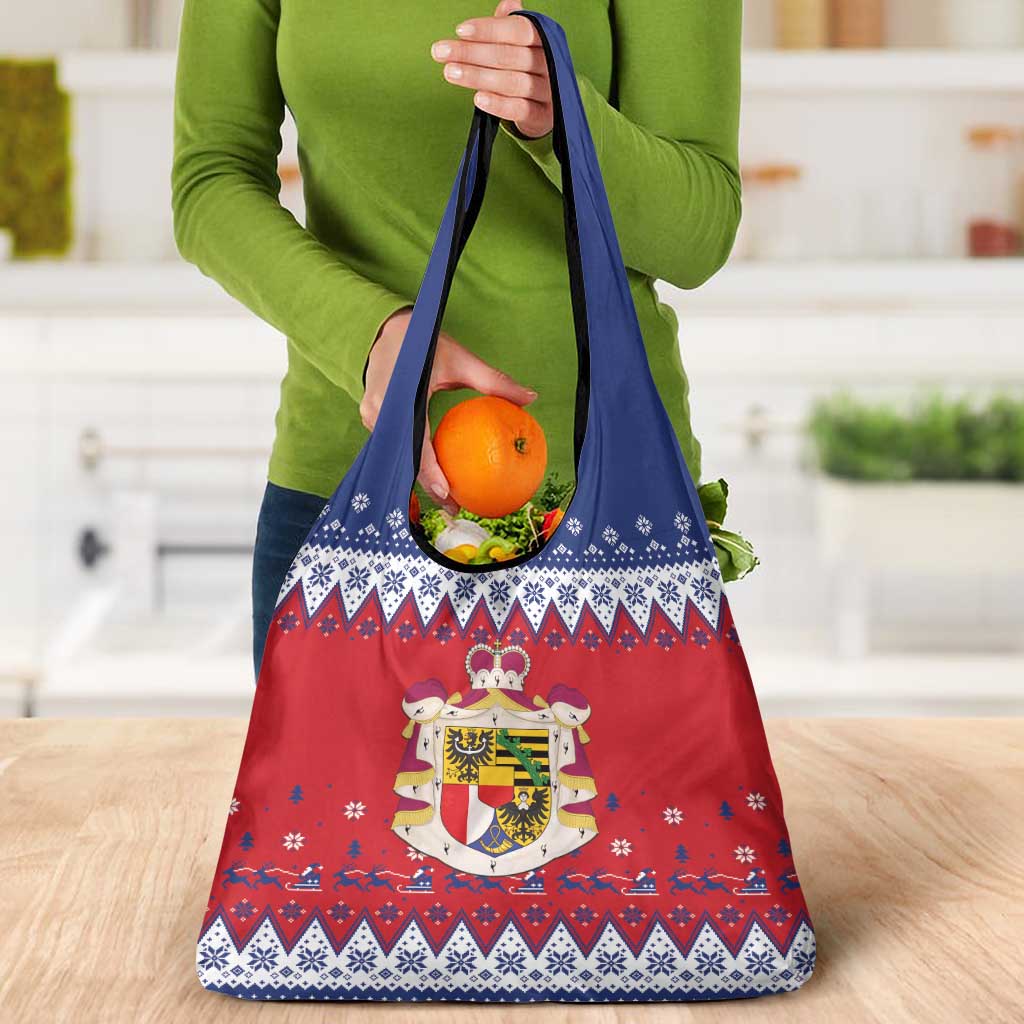 Liechtenstein Christmas Grocery Bag Coat Of Arms Frohe Weihnachten - Wonder Print Shop