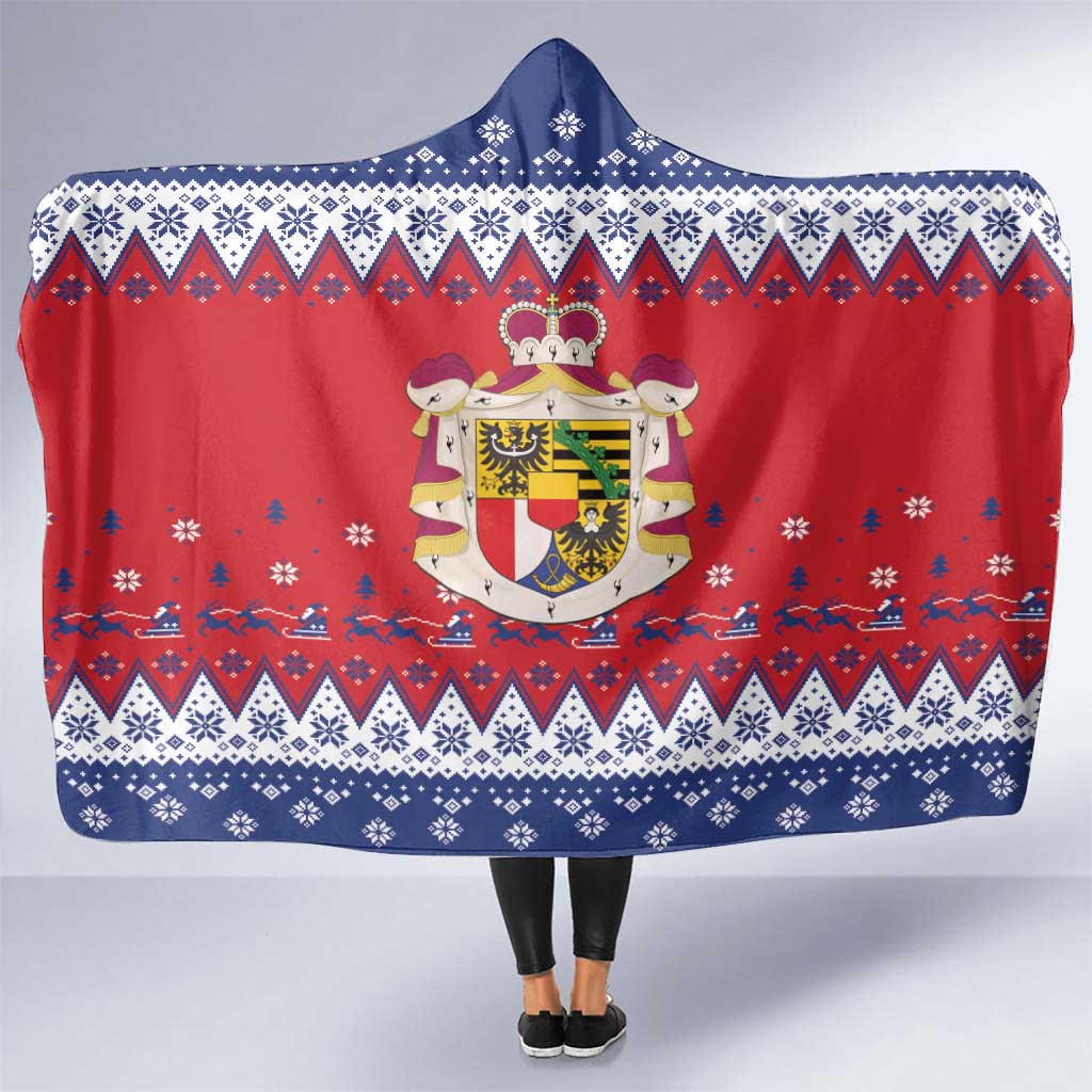 Liechtenstein Christmas Hooded Blanket Coat Of Arms Frohe Weihnachten - Wonder Print Shop