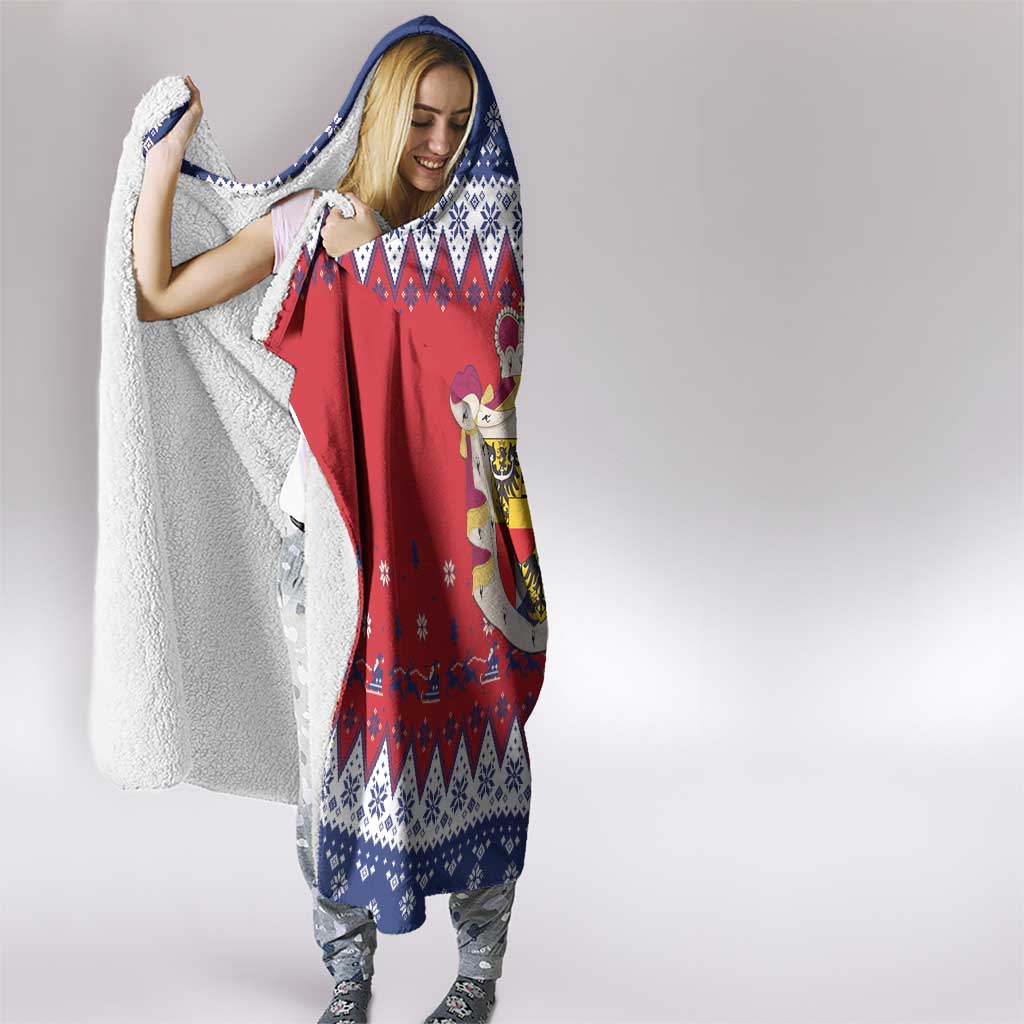 Liechtenstein Christmas Hooded Blanket Coat Of Arms Frohe Weihnachten - Wonder Print Shop