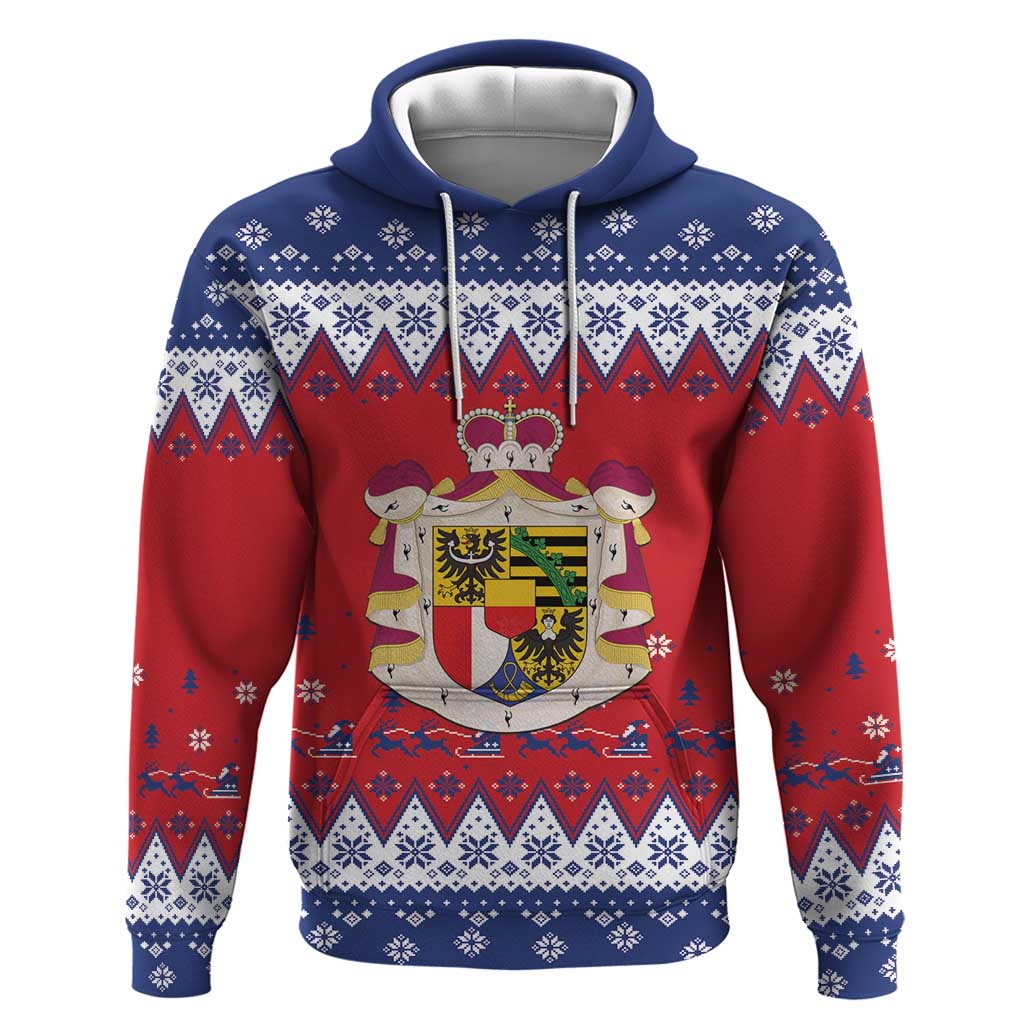 Liechtenstein Christmas Hoodie Coat Of Arms Frohe Weihnachten - Wonder Print Shop