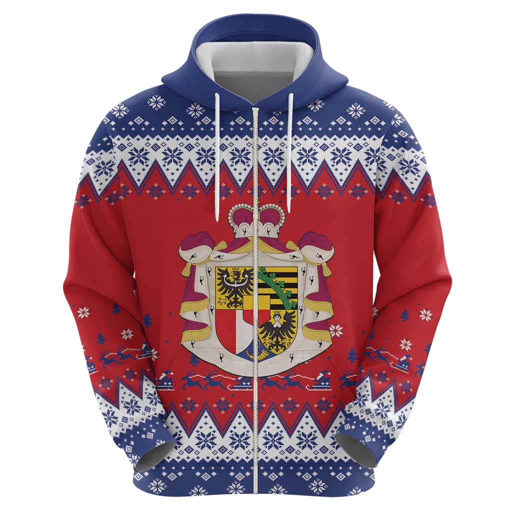 Liechtenstein Christmas Hoodie Coat Of Arms Frohe Weihnachten - Wonder Print Shop