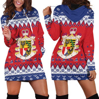 Liechtenstein Christmas Hoodie Dress Coat Of Arms Frohe Weihnachten - Wonder Print Shop