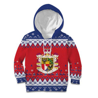 Liechtenstein Christmas Kid Hoodie Coat Of Arms Frohe Weihnachten - Wonder Print Shop
