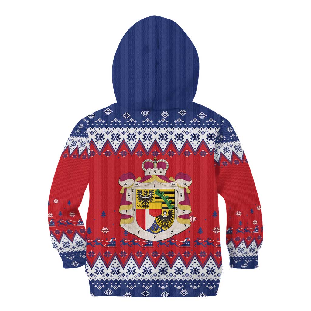 Liechtenstein Christmas Kid Hoodie Coat Of Arms Frohe Weihnachten - Wonder Print Shop