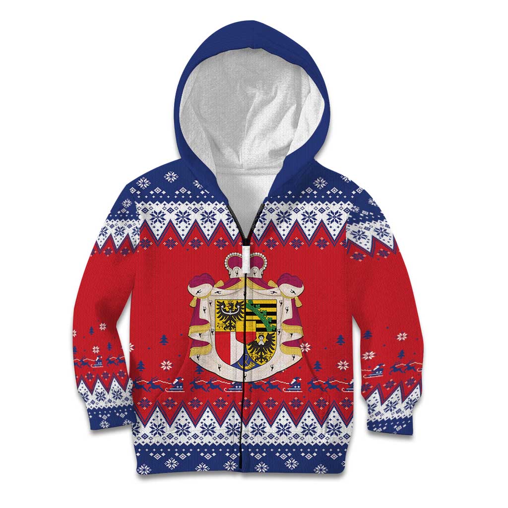Liechtenstein Christmas Kid Hoodie Coat Of Arms Frohe Weihnachten - Wonder Print Shop