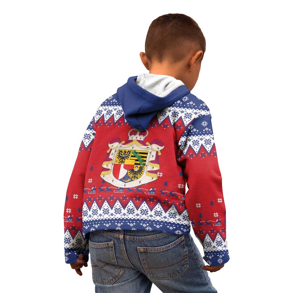 Liechtenstein Christmas Kid Hoodie Coat Of Arms Frohe Weihnachten - Wonder Print Shop