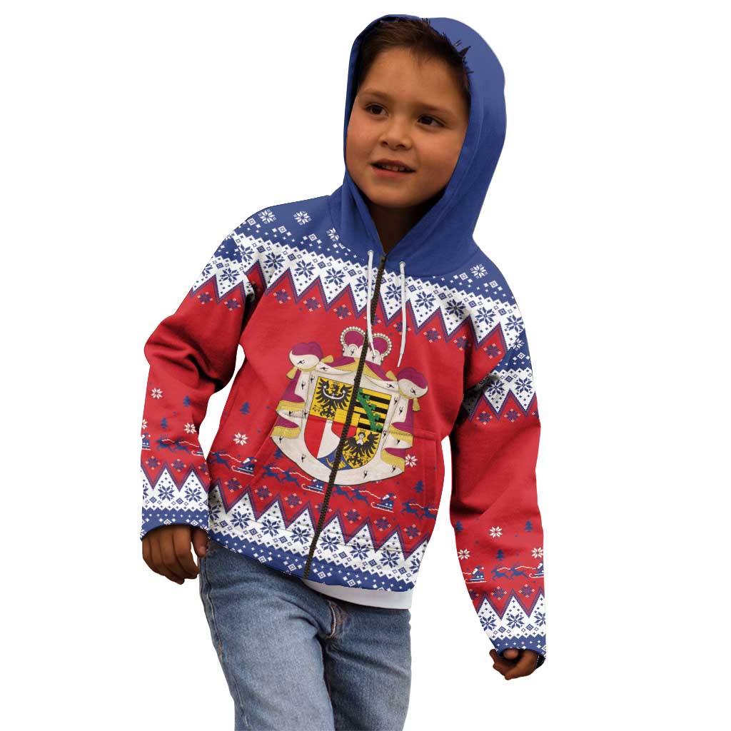 Liechtenstein Christmas Kid Hoodie Coat Of Arms Frohe Weihnachten - Wonder Print Shop