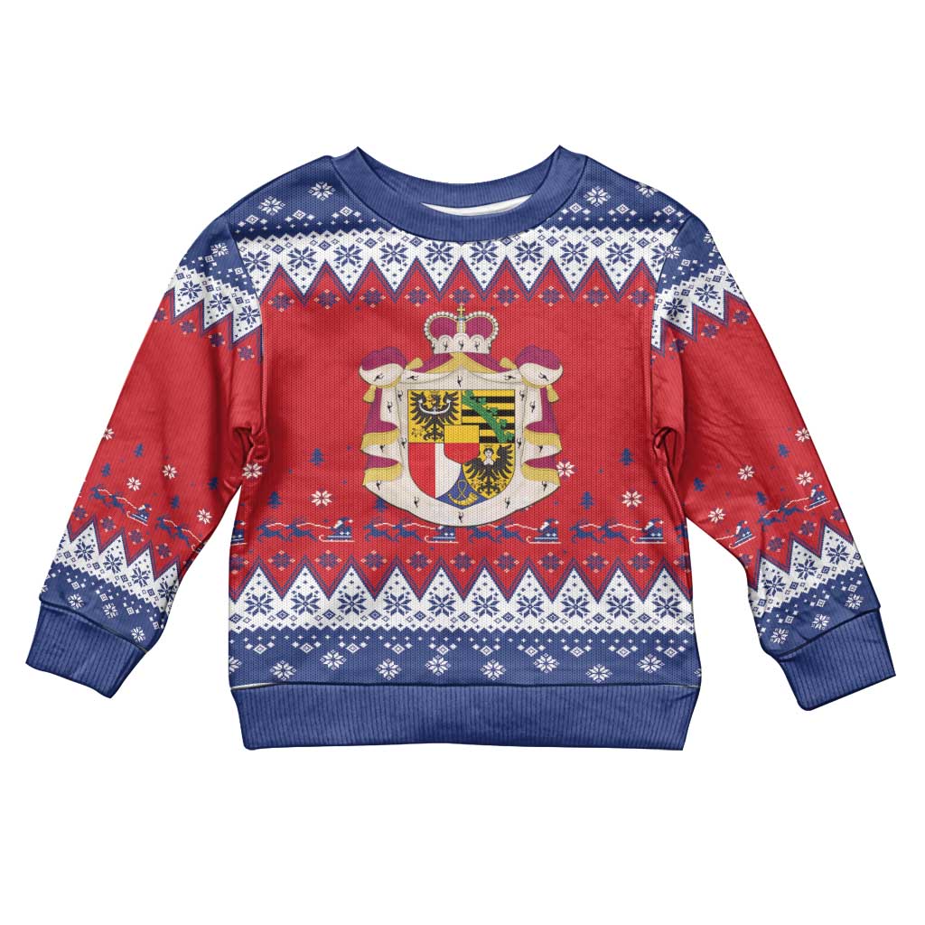 Liechtenstein Christmas Kid Ugly Christmas Sweater Coat Of Arms Frohe Weihnachten - Wonder Print Shop