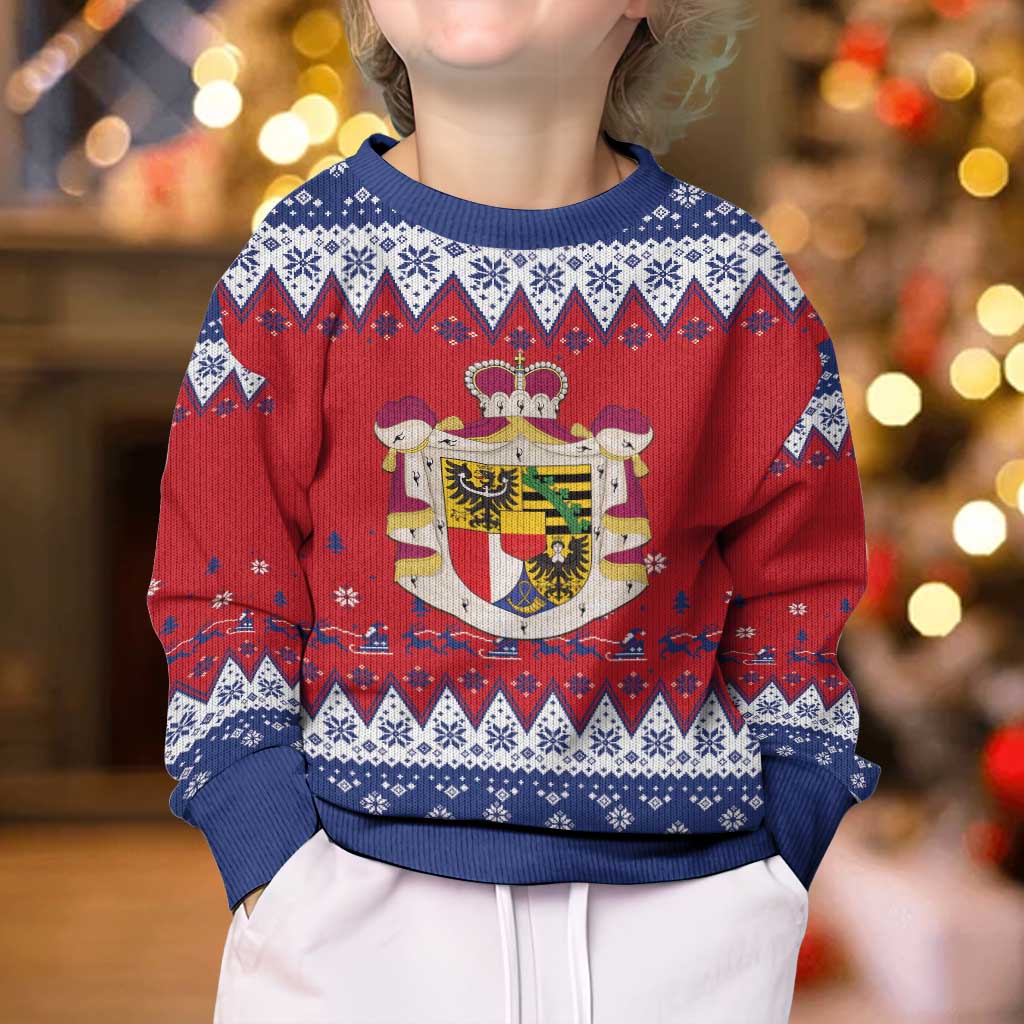 Liechtenstein Christmas Kid Ugly Christmas Sweater Coat Of Arms Frohe Weihnachten - Wonder Print Shop