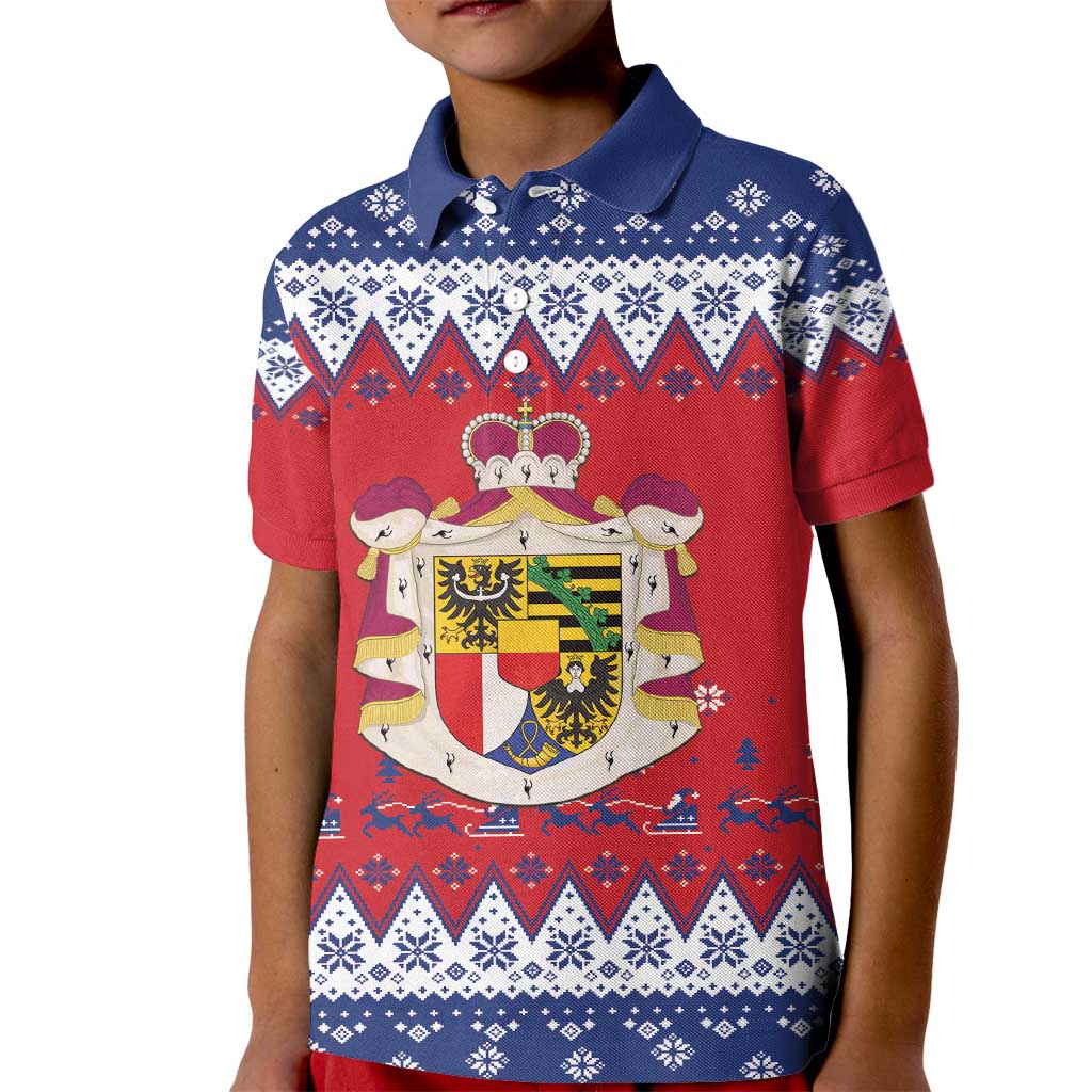 Liechtenstein Christmas Kid Polo Shirt Coat Of Arms Frohe Weihnachten - Wonder Print Shop