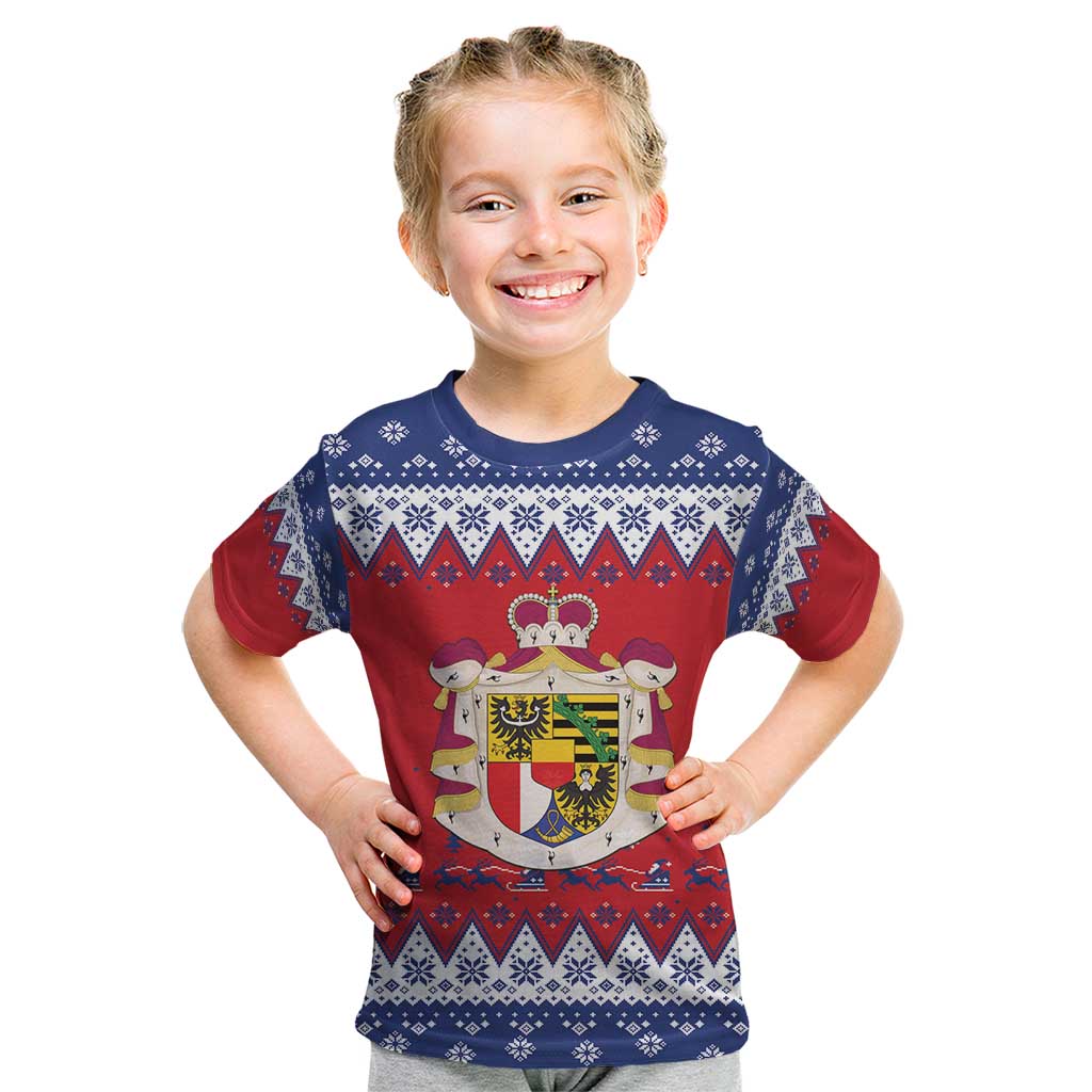 Liechtenstein Christmas Kid T Shirt Coat Of Arms Frohe Weihnachten - Wonder Print Shop