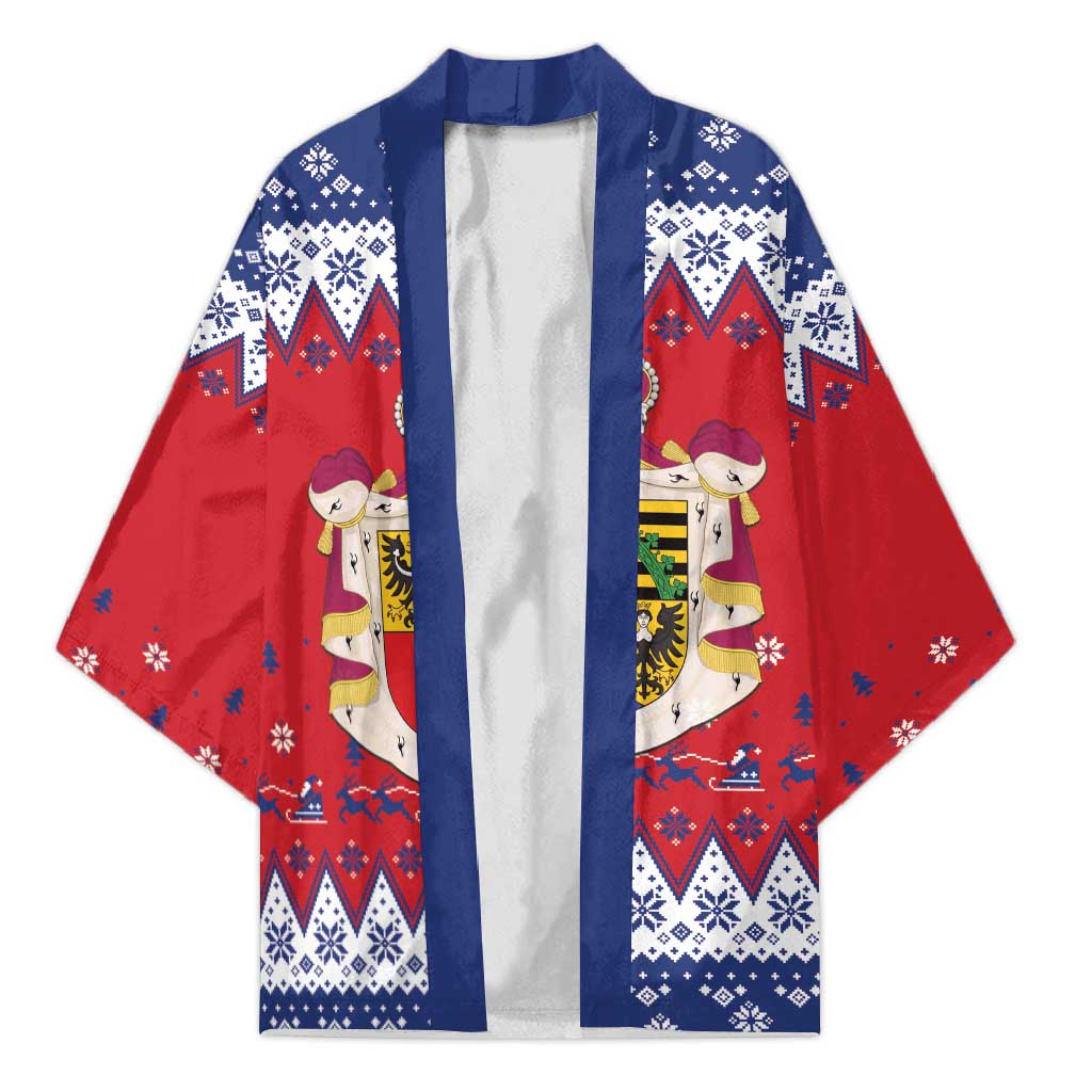Liechtenstein Christmas Kimono Coat Of Arms Frohe Weihnachten - Wonder Print Shop