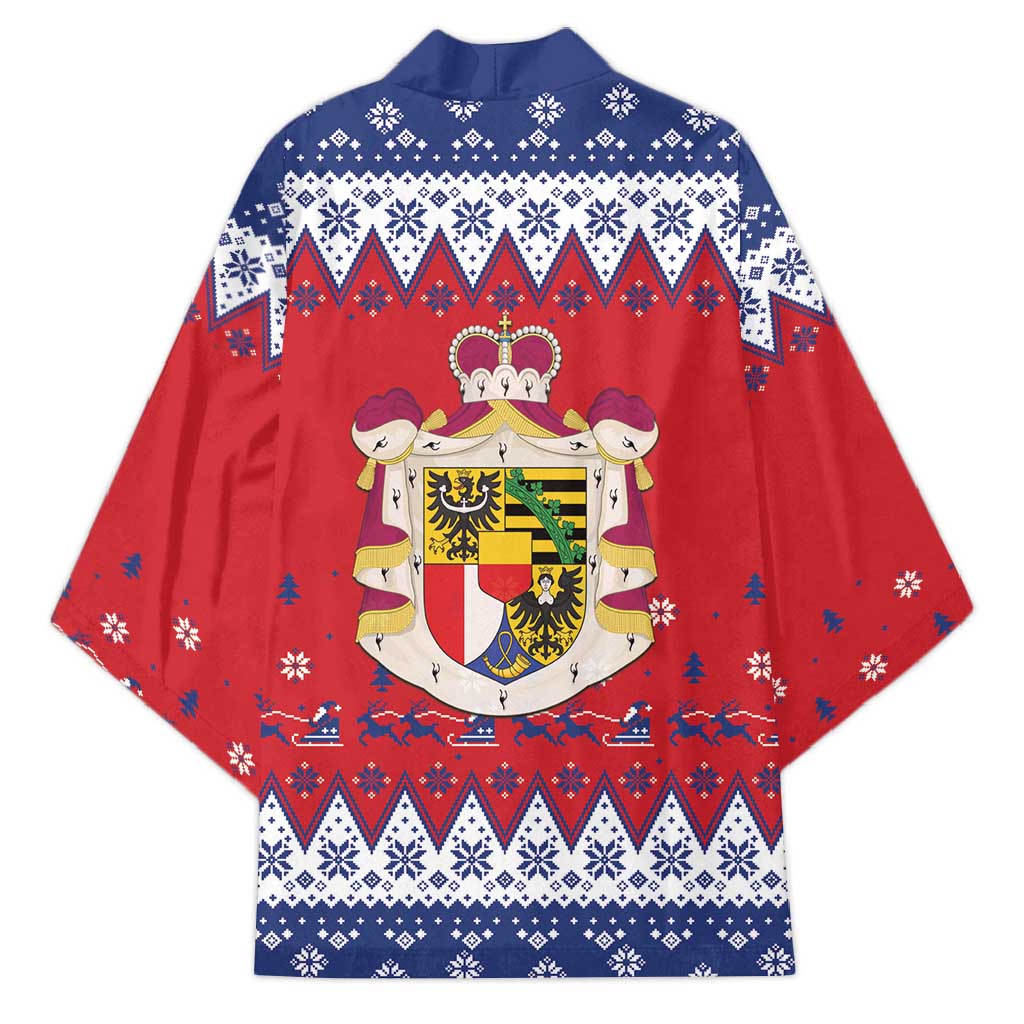 Liechtenstein Christmas Kimono Coat Of Arms Frohe Weihnachten - Wonder Print Shop