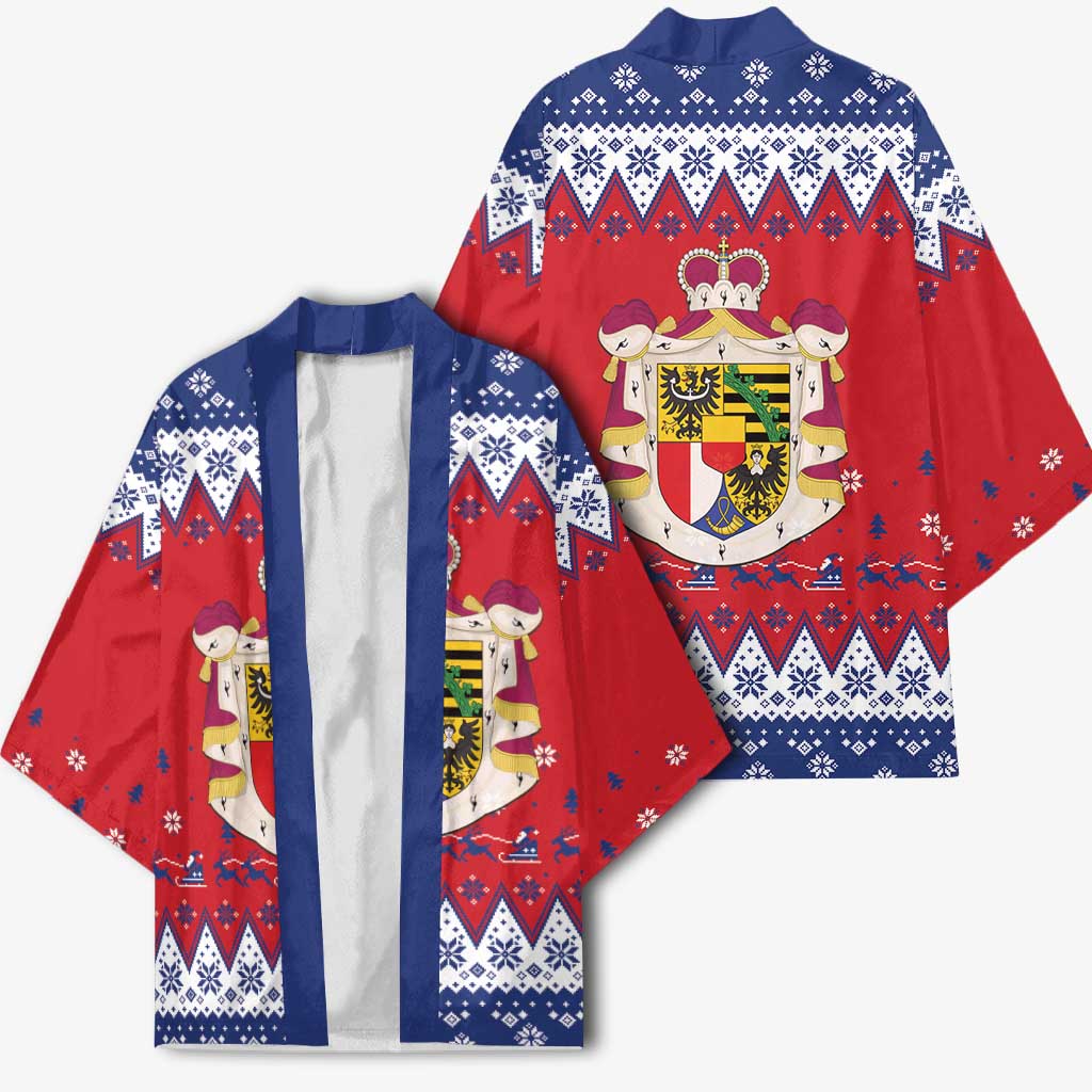 Liechtenstein Christmas Kimono Coat Of Arms Frohe Weihnachten - Wonder Print Shop