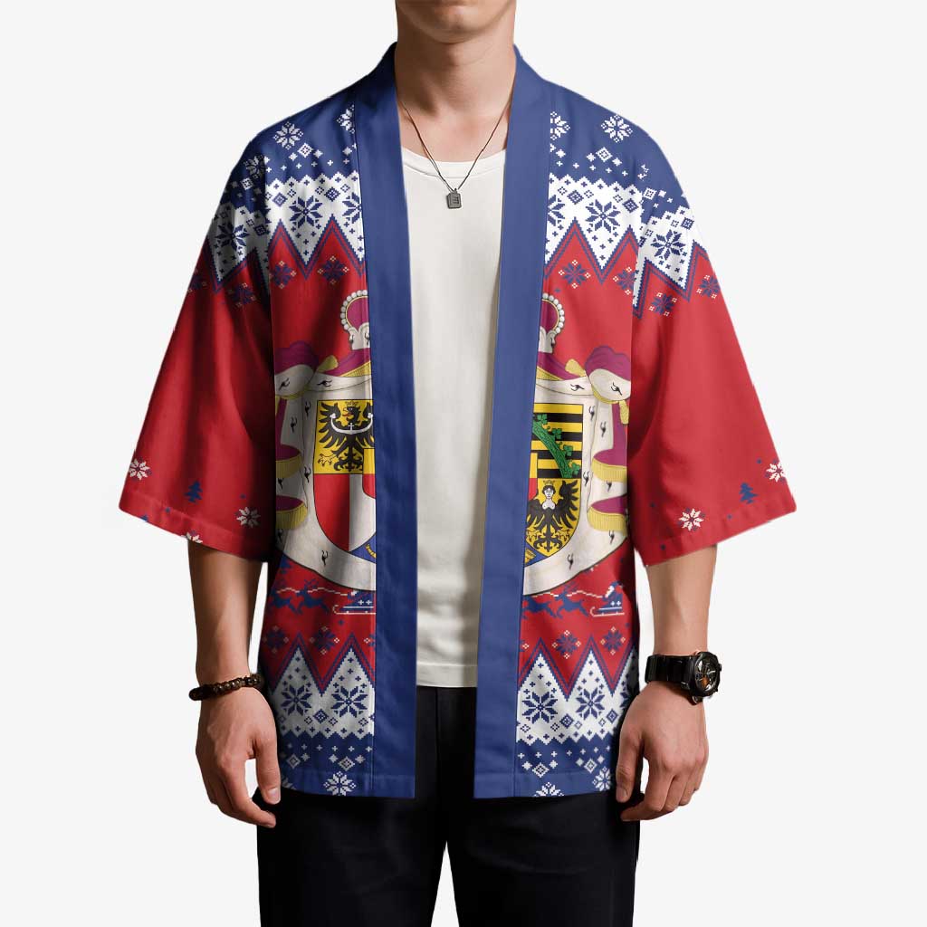 Liechtenstein Christmas Kimono Coat Of Arms Frohe Weihnachten - Wonder Print Shop