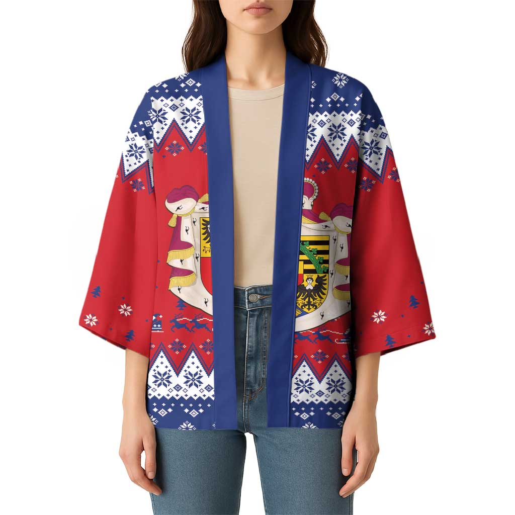 Liechtenstein Christmas Kimono Coat Of Arms Frohe Weihnachten - Wonder Print Shop