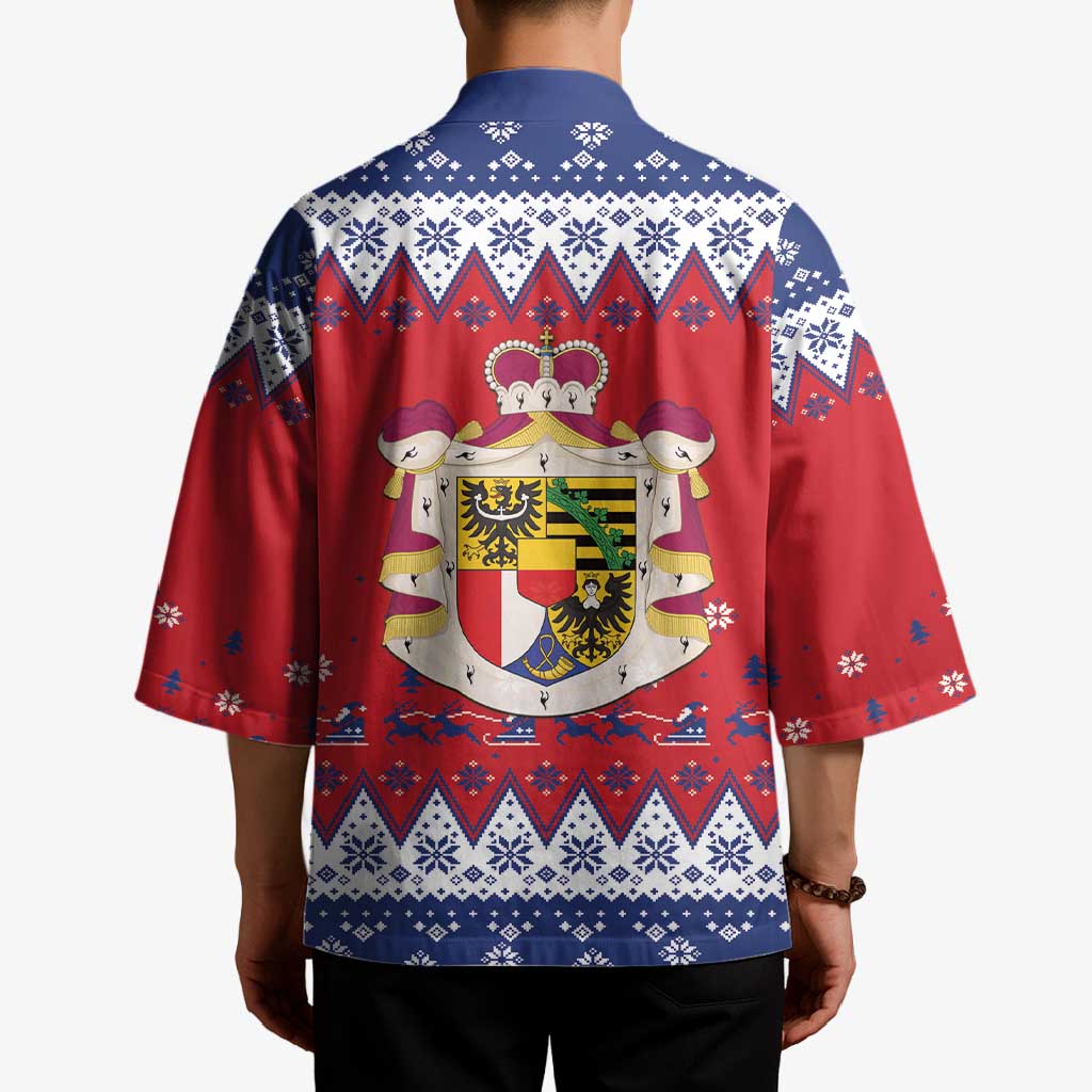 Liechtenstein Christmas Kimono Coat Of Arms Frohe Weihnachten - Wonder Print Shop