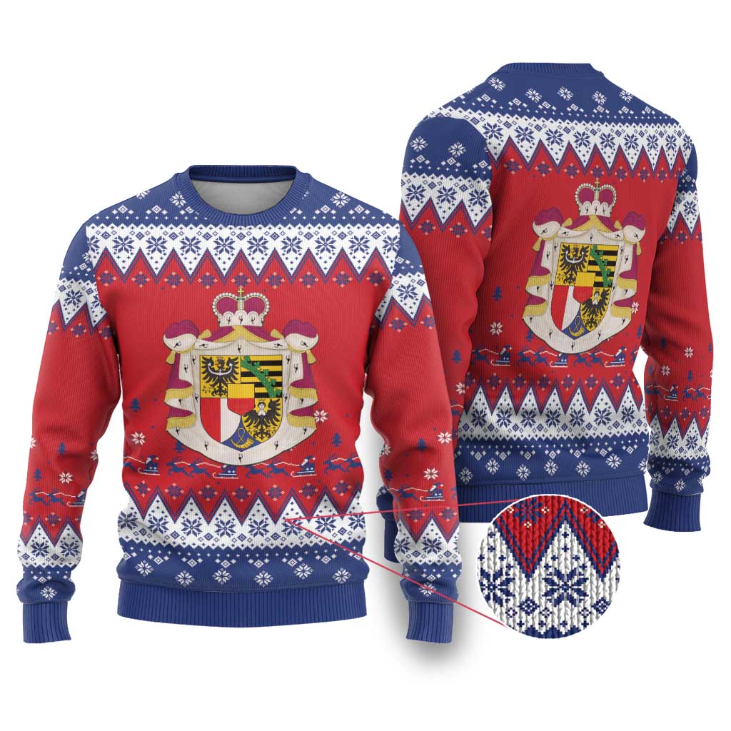 Liechtenstein Christmas Ugly Christmas Sweater Coat Of Arms Frohe Weihnachten - Wonder Print Shop