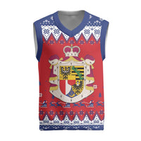 Liechtenstein Christmas Knitted V-Neck Vest Coat Of Arms Frohe Weihnachten - Wonder Print Shop