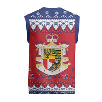 Liechtenstein Christmas Knitted V-Neck Vest Coat Of Arms Frohe Weihnachten - Wonder Print Shop