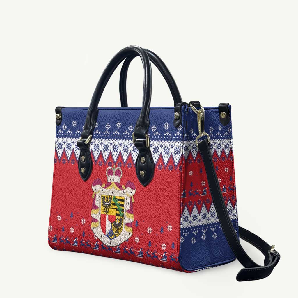 Liechtenstein Christmas Leather Bag Coat Of Arms Frohe Weihnachten - Wonder Print Shop