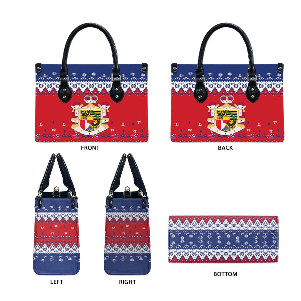 Liechtenstein Christmas Leather Bag Coat Of Arms Frohe Weihnachten - Wonder Print Shop
