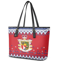 Liechtenstein Christmas Leather Tote Bag Coat Of Arms Frohe Weihnachten - Wonder Print Shop