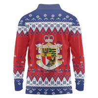 Liechtenstein Christmas Long Sleeve Polo Shirt Coat Of Arms Frohe Weihnachten - Wonder Print Shop