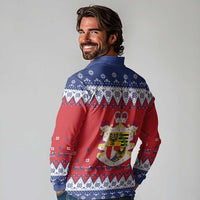 Liechtenstein Christmas Long Sleeve Polo Shirt Coat Of Arms Frohe Weihnachten - Wonder Print Shop