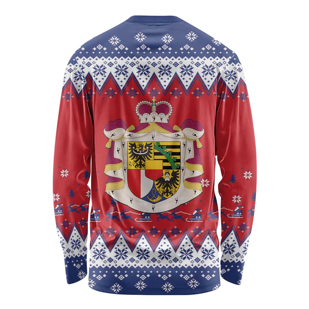 Liechtenstein Christmas Long Sleeve Shirt Coat Of Arms Frohe Weihnachten - Wonder Print Shop