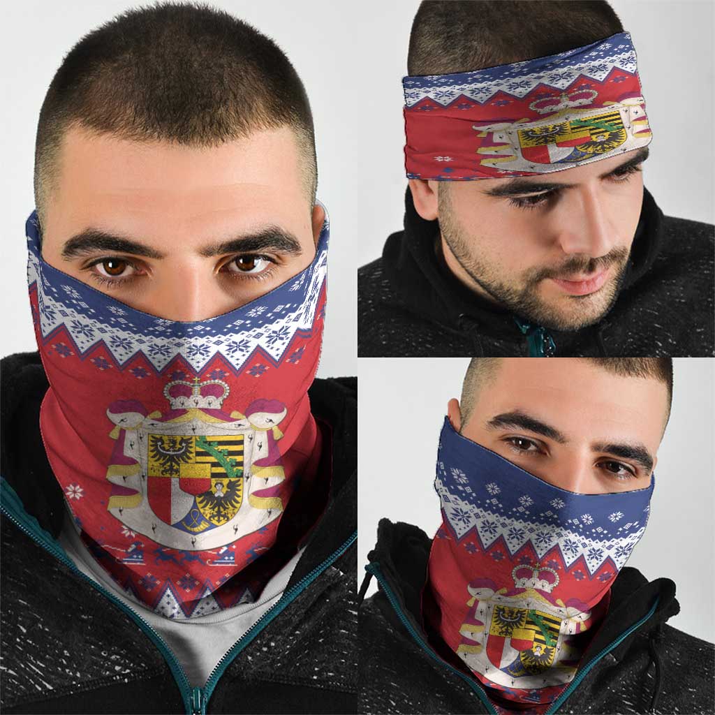 Liechtenstein Christmas Neck Gaiter Coat Of Arms Frohe Weihnachten - Wonder Print Shop
