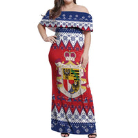 Liechtenstein Christmas Off Shoulder Maxi Dress Coat Of Arms Frohe Weihnachten - Wonder Print Shop