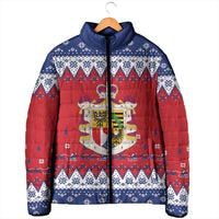 Liechtenstein Christmas Padded Jacket Coat Of Arms Frohe Weihnachten - Wonder Print Shop
