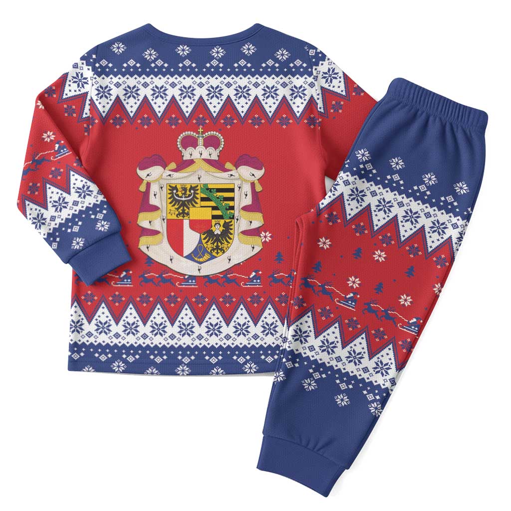 Liechtenstein Christmas Pajama Set Coat Of Arms Frohe Weihnachten - Wonder Print Shop