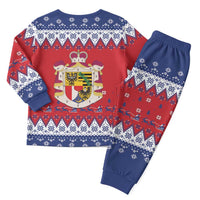 Liechtenstein Christmas Pajama Set Coat Of Arms Frohe Weihnachten - Wonder Print Shop
