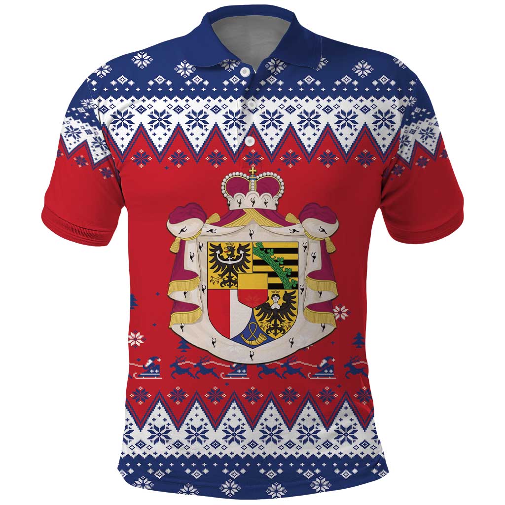 Liechtenstein Christmas Polo Shirt Coat Of Arms Frohe Weihnachten - Wonder Print Shop