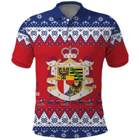 Liechtenstein Christmas Polo Shirt Coat Of Arms Frohe Weihnachten - Wonder Print Shop