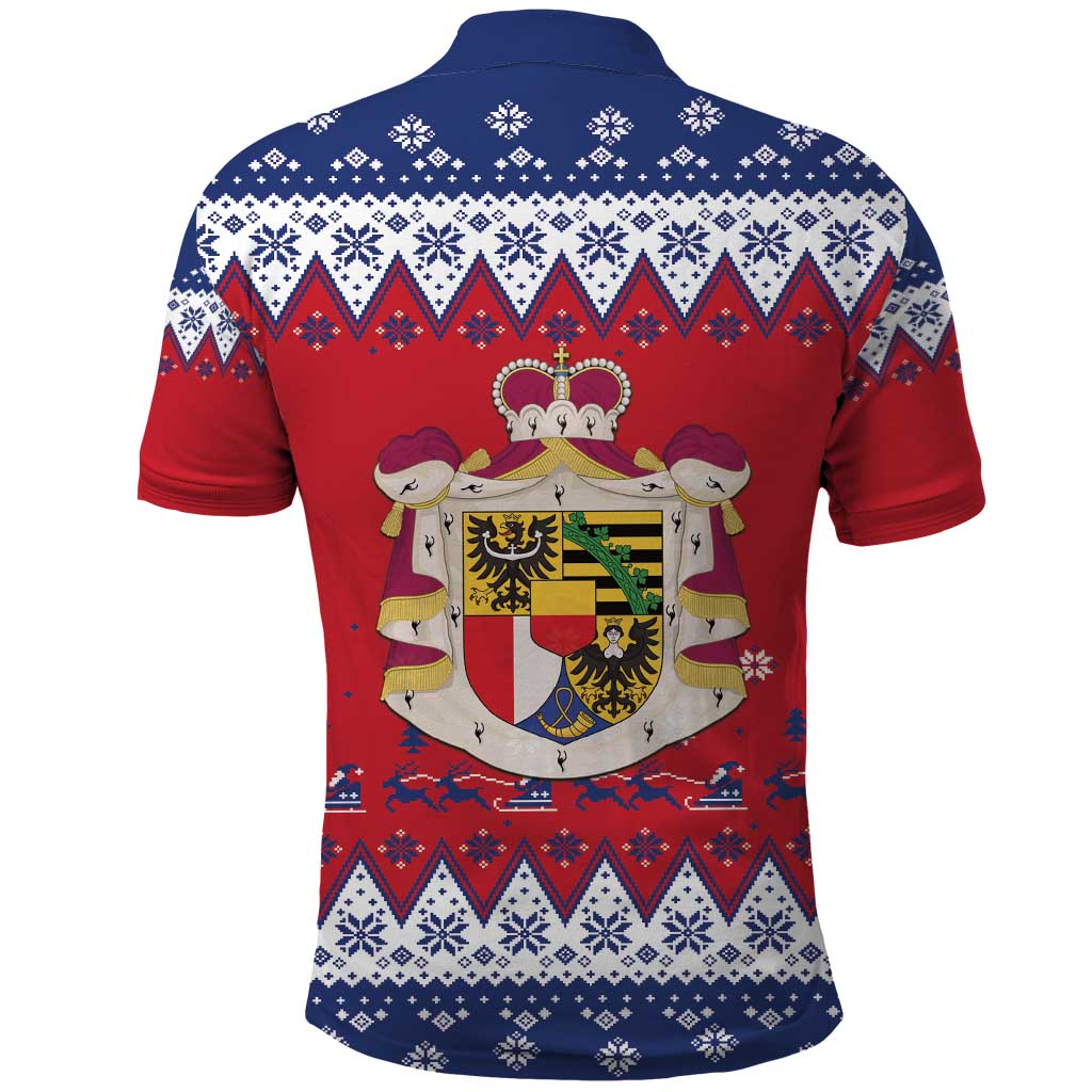 Liechtenstein Christmas Polo Shirt Coat Of Arms Frohe Weihnachten - Wonder Print Shop