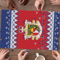 Liechtenstein Christmas Puzzle Coat Of Arms Frohe Weihnachten - Wonder Print Shop