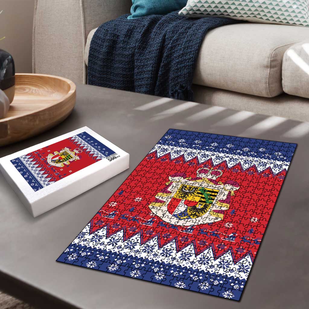 Liechtenstein Christmas Puzzle Coat Of Arms Frohe Weihnachten - Wonder Print Shop