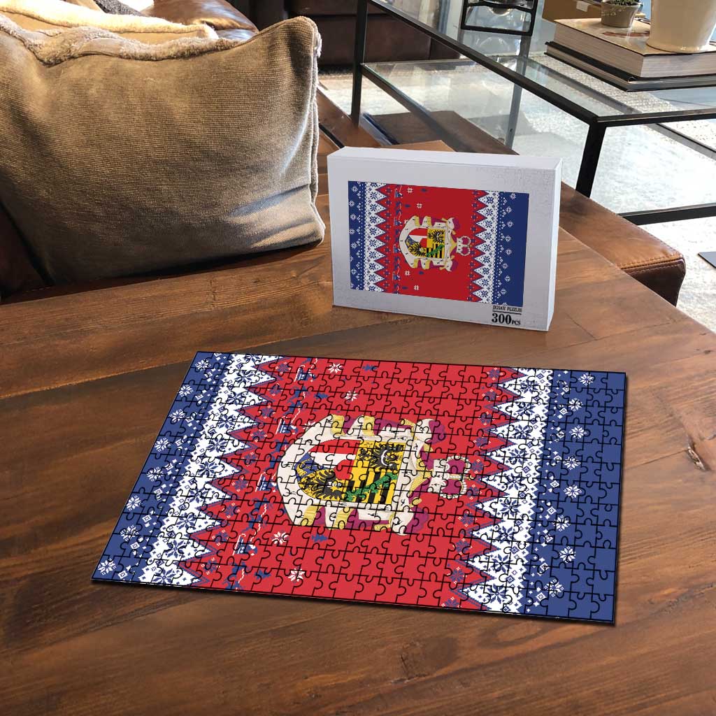 Liechtenstein Christmas Puzzle Coat Of Arms Frohe Weihnachten - Wonder Print Shop