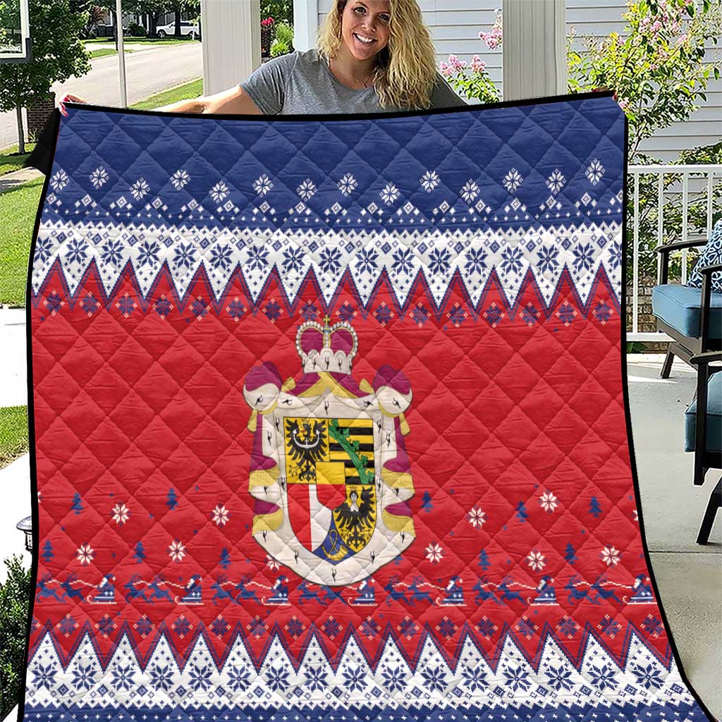 Liechtenstein Christmas Quilt Coat Of Arms Frohe Weihnachten - Wonder Print Shop