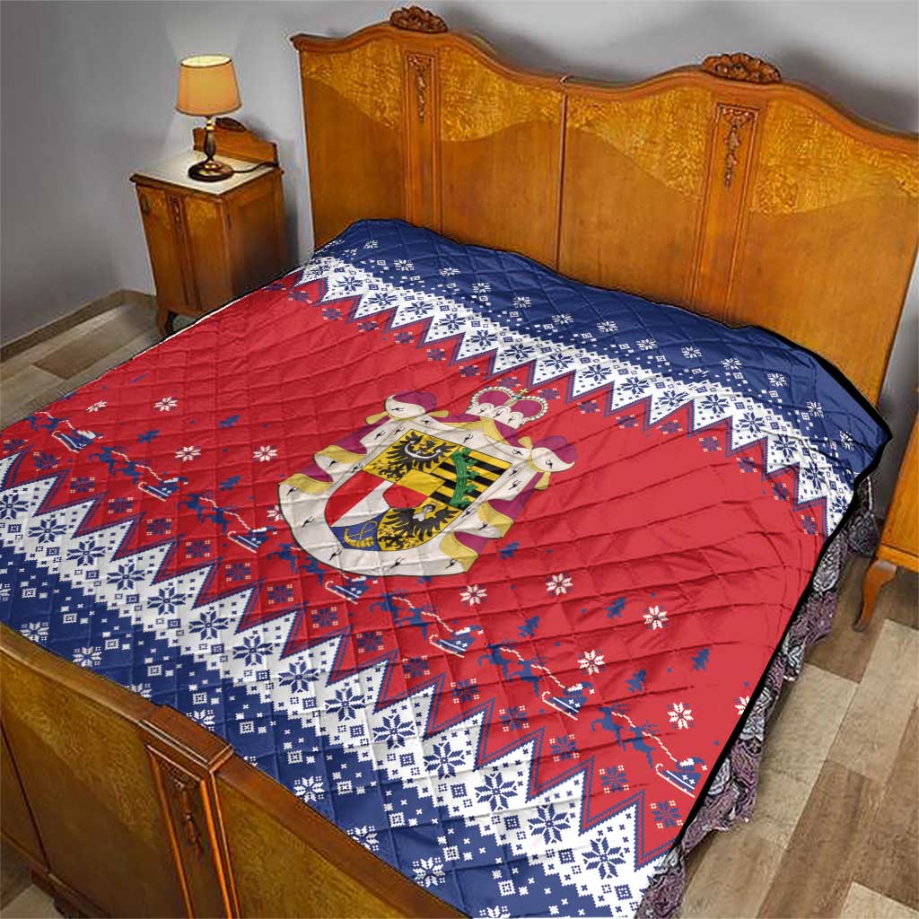 Liechtenstein Christmas Quilt Coat Of Arms Frohe Weihnachten - Wonder Print Shop