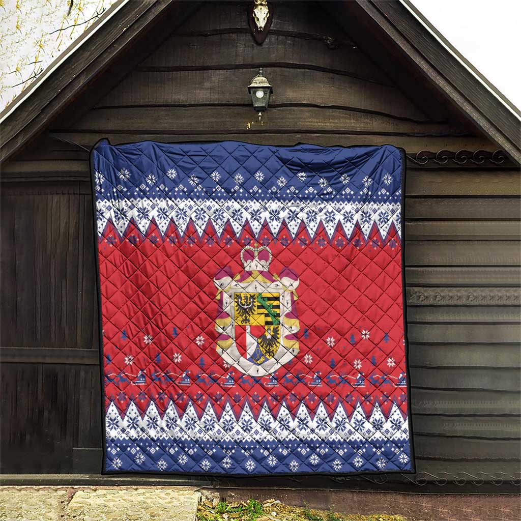 Liechtenstein Christmas Quilt Coat Of Arms Frohe Weihnachten - Wonder Print Shop